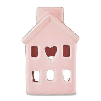 Way to Celebrate! Valentines Day 4in Ceramic House op Dcor, Pink 