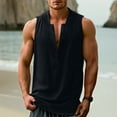 thumbnail image 2 of GERsome Men's Tank Tops Cotton Linen Sleeveless V-Neck T Shirts Basic Solid Color Tank Shirts Summer Beach Vacation Tops S-2XL, 2 of 7