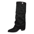 thumbnail image 2 of RotHome Women Tall Knee High Boots Wide Calf Chunky Heel Pointed Toe Fold Over Shaft Fringe Boots for Women Pull On Fashion Heel Boots Fall Winter, 2 of 9
