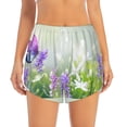 thumbnail image 4 of Lsque Purple Butterfly On Wild Printed Women's Running Shorts with Liner Pockets,Elastic Quick Dry Workout Athletic Gym Yoga Shorts,Womens High Waist Shorts-X-Large, 4 of 9