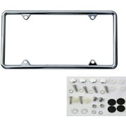 The 4 Holes Chromium-Plated License Plate Frame Made of Zinc Alloy Never Rust with Stainless Steel Screws and Plastics