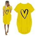 thumbnail image 1 of Robes Formelles et de Soirée Aqestyerly Mode Femmes Ample Imprimé Amour Col Rond Poches Robe Décontractée Manches Courtes, 1 of 4