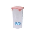 thumbnail image 2 of Graduated Round Storage Jars, Plastic Sealing Jars with Lids for Kitchen, Food Storage Containers for Grains, Snacks & Yoghurt, Transparent with Silicone Seals, Set of 4, Pink, 2 of 6