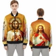 thumbnail image 2 of Nuevas chaquetas de bombardero con cremallera y estampado 3D de Jesús para hombre y mujer, abrigos para hombre, chaquetas con cremallera, abrigos de manga larga, tops, 2 of 5