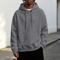 thumbnail image 2 of JIAYUE Men Hooded Sweatshirt Oversize Solid Color Long Sleeve Drawstring With Pocket Hoodie for Daily Casual Wear, 2 of 8