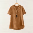 thumbnail image 4 of Yuanlook Women's Linen Shirts Button Down Short Sleeve Blouses V Neck Collared Summer Casual Loose Tops for Women S-2XL, 4 of 8