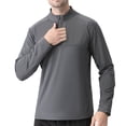 thumbnail image 2 of Mgmyaa Men's Performance Fleece Half Zip Long Sleeve Top Windproof Moisture Wicking Outdoor Sports Pullover with Chest Pocket for Hiking Running, 2 of 5
