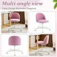 thumbnail image 4 of Ktaxon Armless Home Office Desk Chair Cute Mid Back Vanity Stool Teddy Velvet Swivel Task Chairs with Wheels Purple, 4 of 8