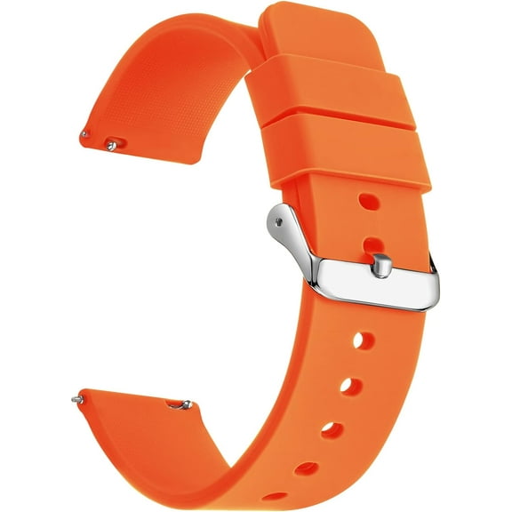 KOMI 18mm Silicone Watch Bands, Quick Release Premium Soft Rubber Replacement Straps for Men and Women Orange