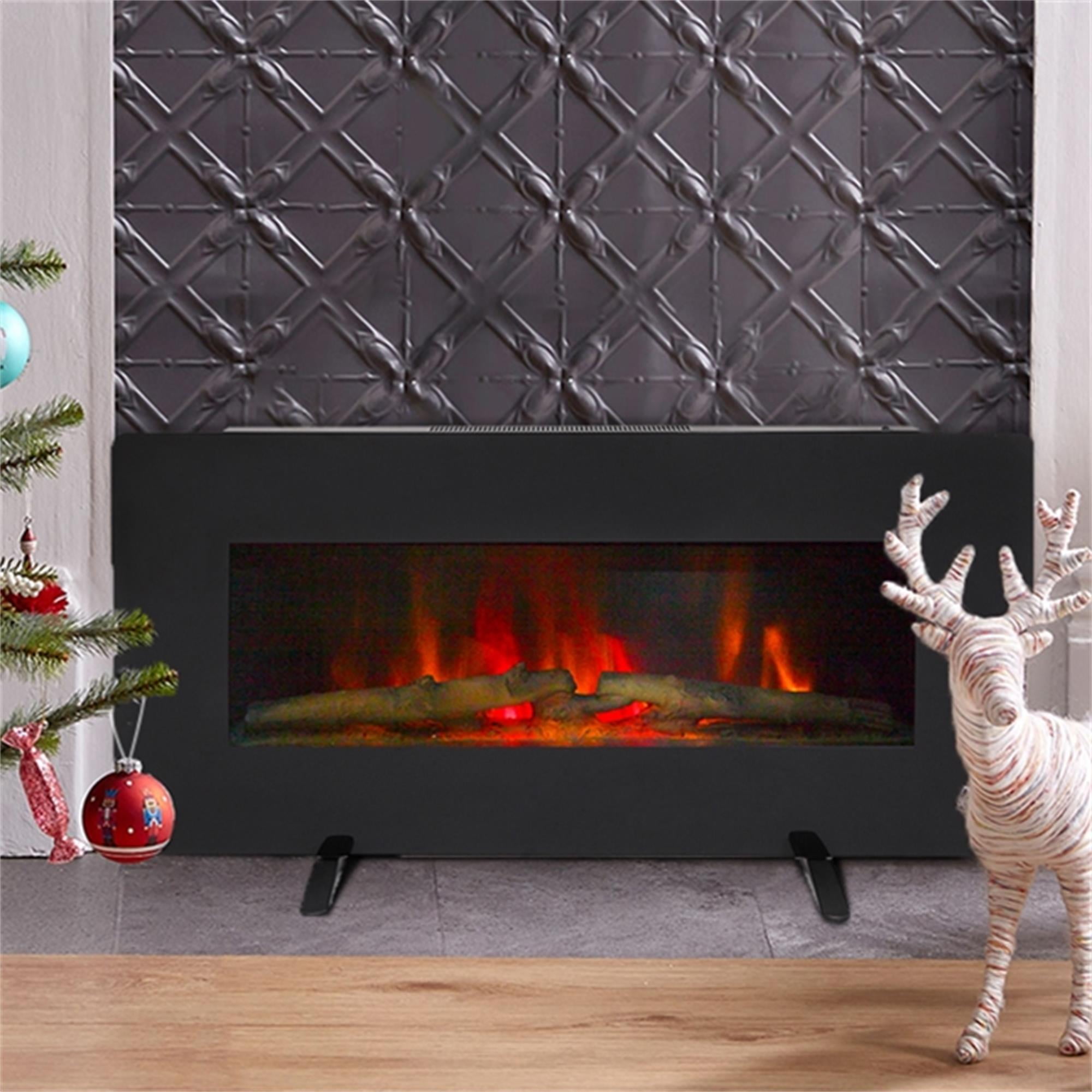 Kepooman 36" 1400W Wall Hanging Electric Fireplace with Small Remote Control, Black