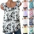 thumbnail image 6 of Summer Savings Clearance 2024! TAGOLD Womens Summer Tops,Women Casual Sleeveless Crewneck Print Blouse Pullover Tank Tops Shirt Green 10, 6 of 6