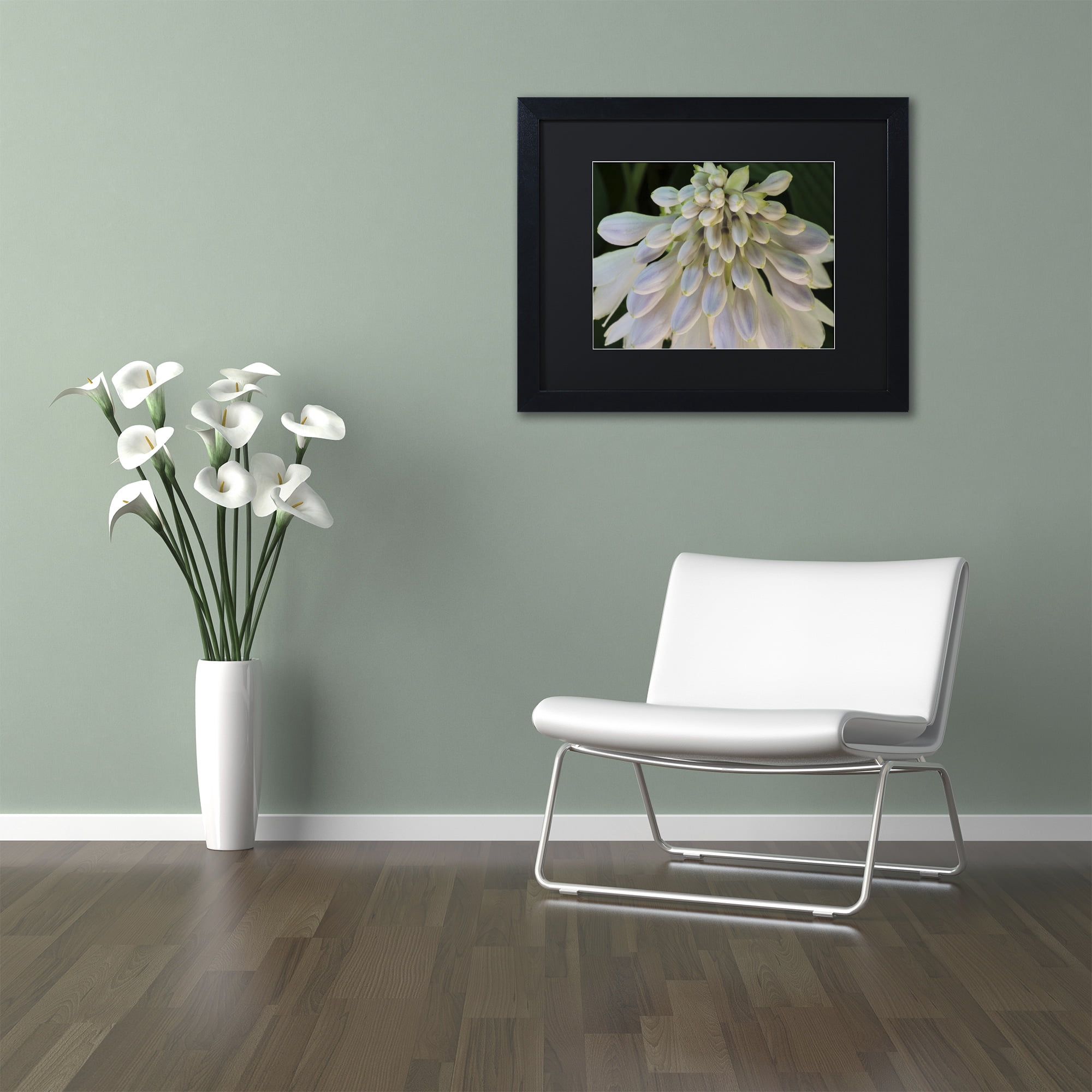 Trademark Fine Art "Hosta Flower Abstract" Canvas Art by Kurt Shaffer Black Matte, Black Frame