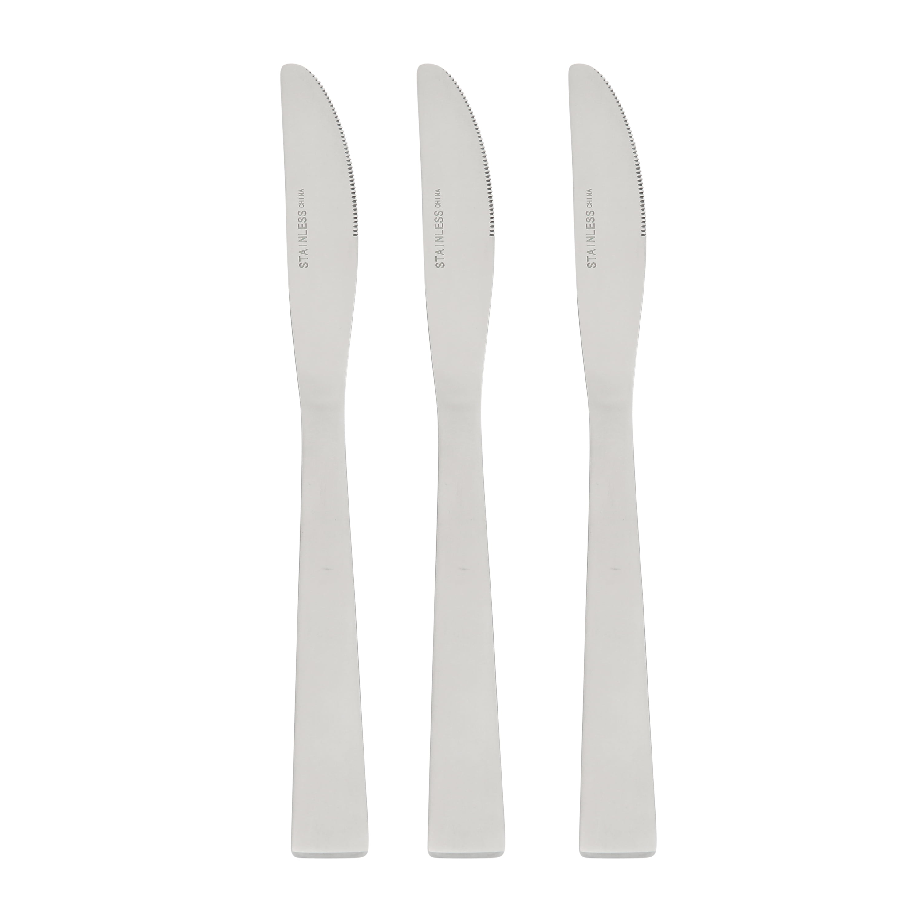 (3 pack) Mainstays Chiazza Stainless Steel 9" Adult Dinner Knife, Set of 3