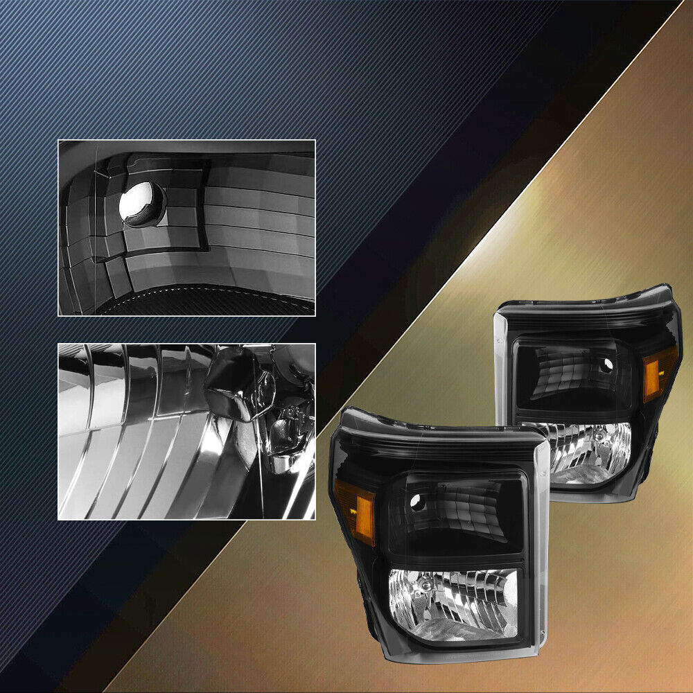 For 2011-2016 Ford F250 F350 F450 F550 Super Duty Pickup Black Headlight