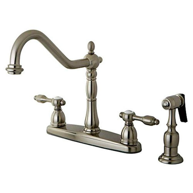 Kingston Brass Tudor 8" Center Kitchen Faucet With Brass Sprayer