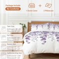 thumbnail image 6 of 3 Piece Purple Teal Botanical Duvet Cover Set Queen Size,Microfiber Comforter/Quilt Cover with Corner Ties and 2 Pillowcases,Watercolor Spring Eucalyptus Leaves All Season Bedding with Zipper Closure, 6 of 8