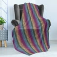 thumbnail image 4 of Colorful Soft Flannel Fleece Throw Blanket, Retro Colored Diagonal Lines Forming a Chevron Triangles Zig Zag Pattern Print, Cozy Plush for Indoor and Outdoor Use, 60" x 80", Multicolor, by Ambesonne, 4 of 5