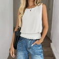 thumbnail image 5 of LWavelet Ruched Waist Sleeveless Tank Top Women Daily Casual Comfortable Stylish Tops White M, 5 of 5