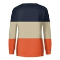 thumbnail image 4 of MELDVDIB Womens Sweatshirt Fall Winter Color Block Long Sleeve Hoodless Sweatshirt Fashion Casual Crewneck Pullover Tops with Pocket Orange L, 4 of 5