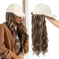 thumbnail image 1 of Yunkang Gorra de béisbol Peluca Extensiones largas de cabello ondulado natural con sombrero Postizos de fibra sintética resistentes al calor Peluca ajustable para mujeres y niñas (MH-rubio marrón), 1 of 5