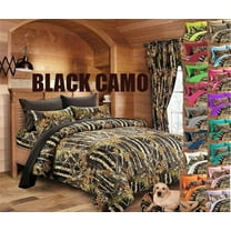 3 pc FULL SIZE BLACK CAMO COMFORTER with 2 pillowcases CAMOUFLAGE BLANKET