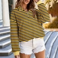 thumbnail image 4 of ClodeEU Womens Plus Size Striped Sweatshirts ,Long Sleeve Lapel Collared Pullover, Casual Soft Pullover Tops Shirts Yellow,Womens Plus XL, 4 of 8