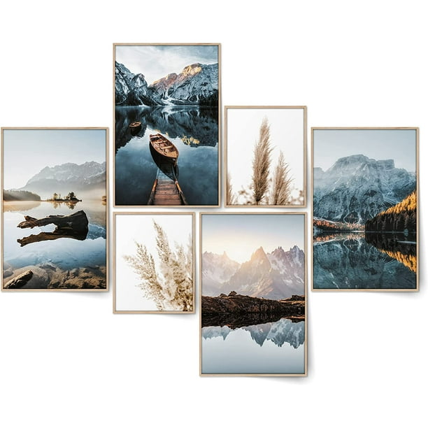 Dreamy Mountains Poster Set of 6 Modern Wall Art Pictures Nature