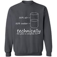 thumbnail image 2 of OXI Crewneck Sweatshirt - Technically The Glass is Full, Basic Casual Sweatshirts for Men's and Women Fleece Sweatshirt Long Sleeve - Charcoal 3X-Large, 2 of 2