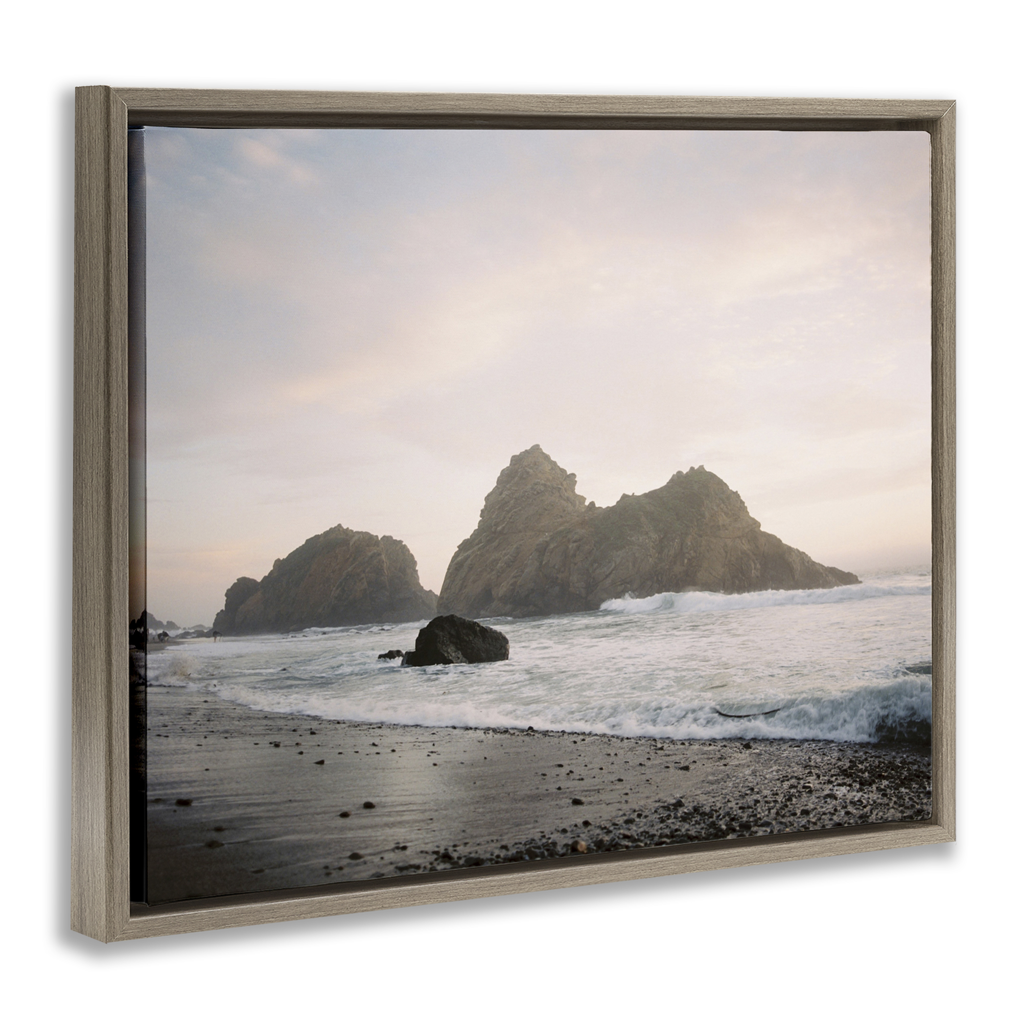 Stupell Industries Seaside Cliffs Landscape Landscape Photography Brown Floater Framed Canvas Art Print Wall Art, 31 x 25