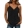 thumbnail image 2 of ClodeEU Women's V Neck Spaghetti Strap Tank Top, Casual Loose Fit Solid Color Sleeveless Tops Black,Women's Plus L, 2 of 6