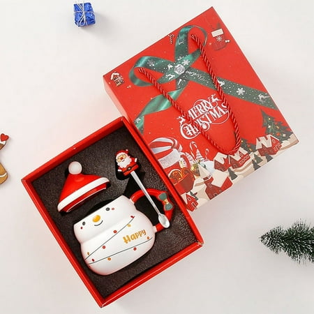 

Christmas Mug with Lid and Spoon 430Ml Ceramic Christmas Coffee Cups