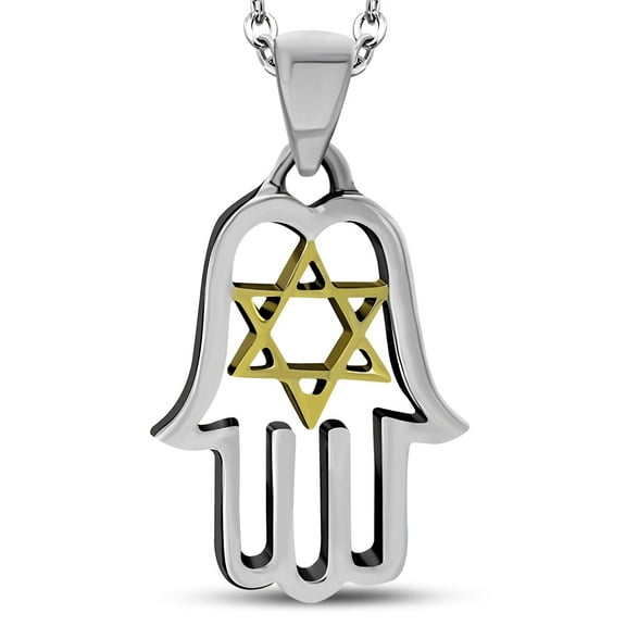 925 Sterling Silver Hamsa Jewish Judaica Star of David Pendant Necklace