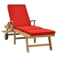 thumbnail image 3 of vidaXL Chaise Longue avec Coussin en Bois de Teck Massif Rouge, 3 of 5