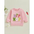 thumbnail image 4 of Toddler Baby Girl Easter Outfit Sequin Letter Embroidery Long Sleeve Crewneck Sweatshirt Tops Cute Spring Clothes, 4 of 8