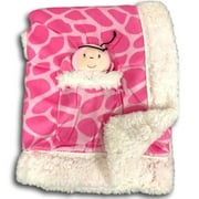 Plush Reversible Velour and Sherpa Baby Blanket with Stuffed Toy PINK / 30"x40"