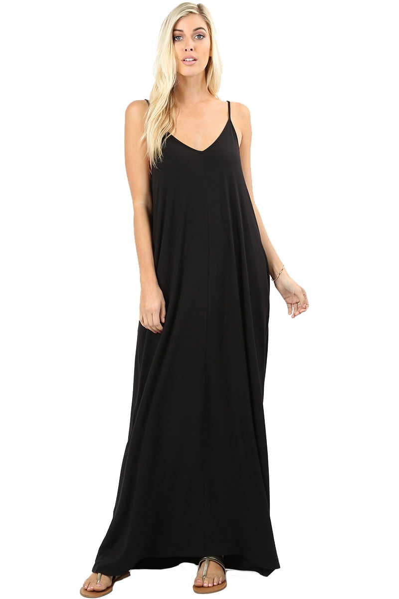Jed Fashion JED FASHION Women's Soft Fabric Tank Maxi Dress with Side