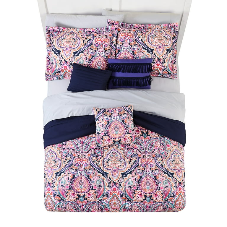 Mainstays navy medallion bed deals in a bag bedding