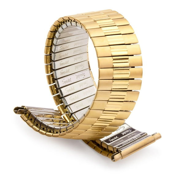 Speidel Men’s Stainless Steel Comfortable Stretch Watch Band Gold Tone Tone Replacement Strap, 16-22mm, Straight End End with No Clasp, Long