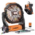 thumbnail image 4 of 20000mAh Portable Camping Fan with LED Lantern - Rechargeable Battery Operated Outdoor Fan for Travel, Hiking, Fishing, Picnic (Orange), 4 of 9