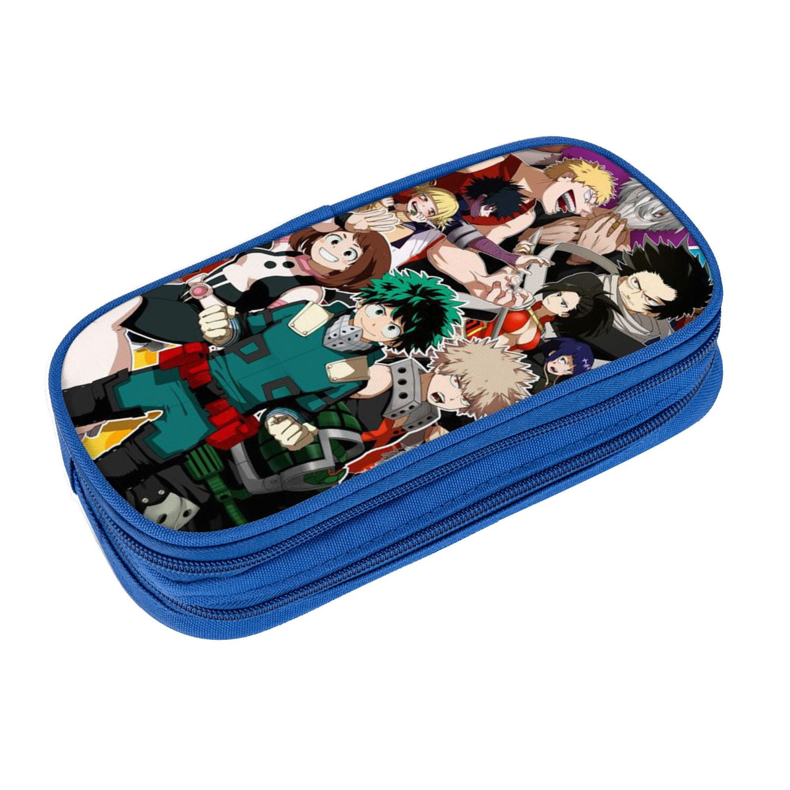 My Hero Academia Pencil Case Large Capacity Pencil Pouch Pen Bag Office Stationery Organizer Travel Makeup Bag Blue