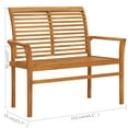 thumbnail image 2 of vidaXL Outdoor Patio Bench Garden Bench with Cushion for Porch Solid Wood Teak, 2 of 10
