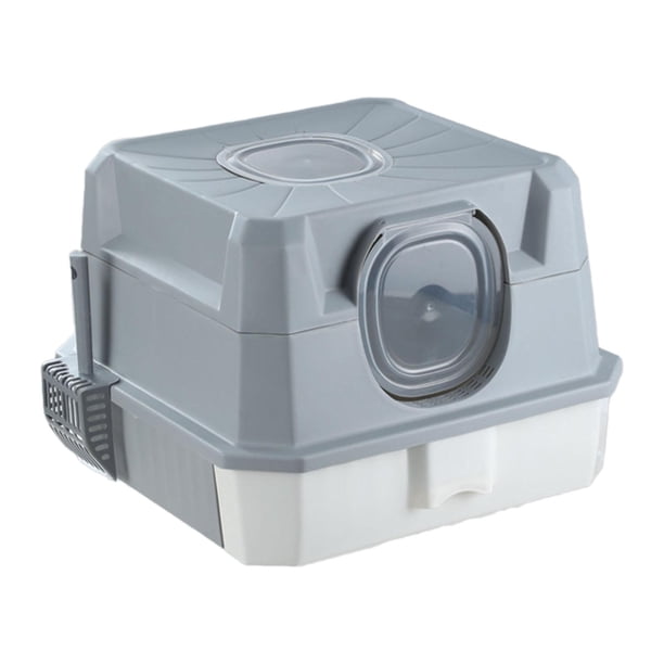 Caja de arena para gatos completamente cubierta, bandeja de arena para mascotas con capucha, accesorios para mascotas, suministros para mascotas, band gris