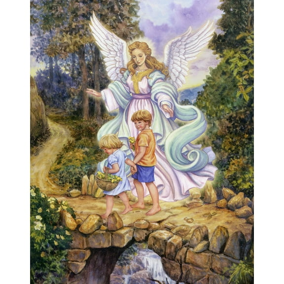 Catholic print picture - Guardian Angel 2T - 8" x 10" ready to be framed