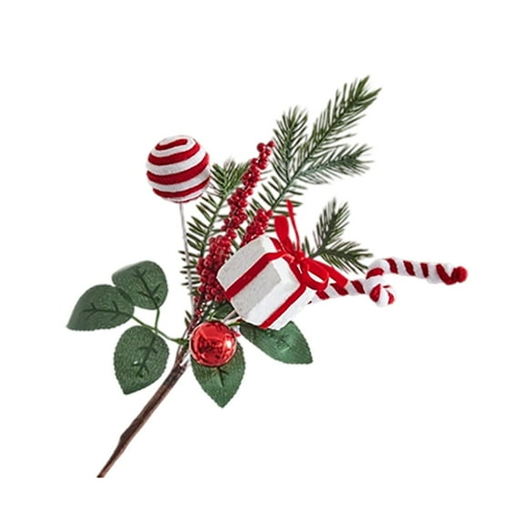 nTRIUQJ Christmas Candy Cane Picks Peppermint Red and White Tree Ornaments Christmas Tree Branches Toppers for Xmas Vase Filler Holiday Wreath DIY Craft Party Decor A
