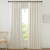NICETOWN Linen Drapes 108 inches Long for Bedroom, Thick Linen Curtains Light Filtering Hook Belt/Backtab/Rod Pocket Window Treatment, 50"x 108", Natural, 2 Panels