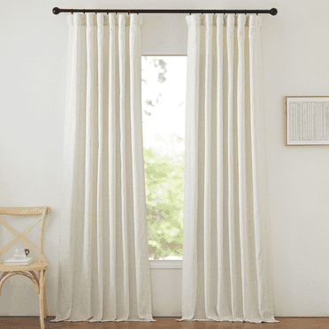 NICETOWN Linen Drapes 108 inches Long for Bedroom, Thick Linen Curtains Light Filtering Hook Belt/Backtab/Rod Pocket Window Treatment, 50"x 108", Natural, 2 Panels