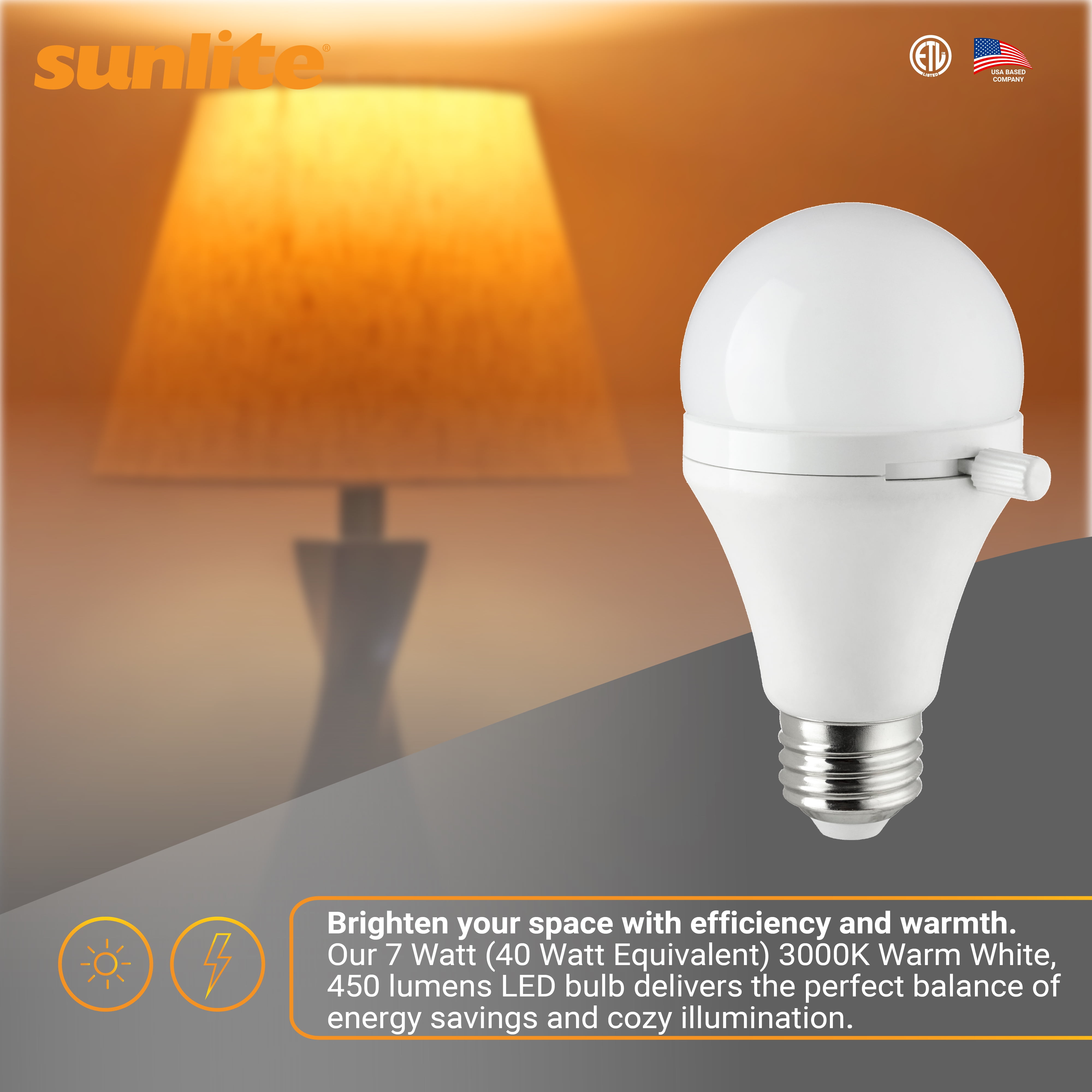 Sunlite ShabBulb, Shabbat Permissible LED Light Bulb, 3000k, 7 Watt (40 Watt Equivalent) Warm White
