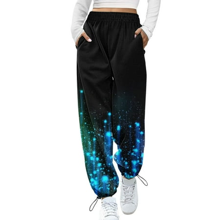 Aayomet Work Pants Womens Cotton Sweatpants Workout Yoga Straight Leg Leggings Lightweight Loose Fit Pajama Pants with Pockets Blue XL