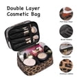 thumbnail image 3 of imerelez Bolsa de cosméticos de doble capa, bolsa de maquillaje, bolsa de maquillaje de viaje, bolsas de maquillaje para mujeres, estuches de cosméticos, portátil, impermeable, plegable (leopardo), 3 of 5