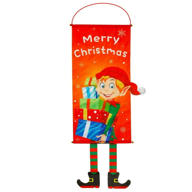 Xihbxyly Letrero Navideño para Porche, Guirnalda Festiva para Puerta, Adorno Colgante de Tela Resistente, Diseño Llamativo, Perfecto para El Hogar, El Jardín o El Porche, Decoración Navideña, 1 Pieza